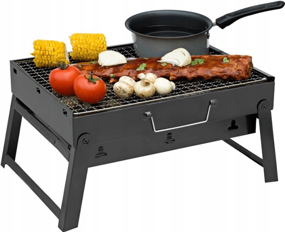 Draagbare opvouwbare houtskoolgrill in koffer - Ideaal voor kamperen en tuin