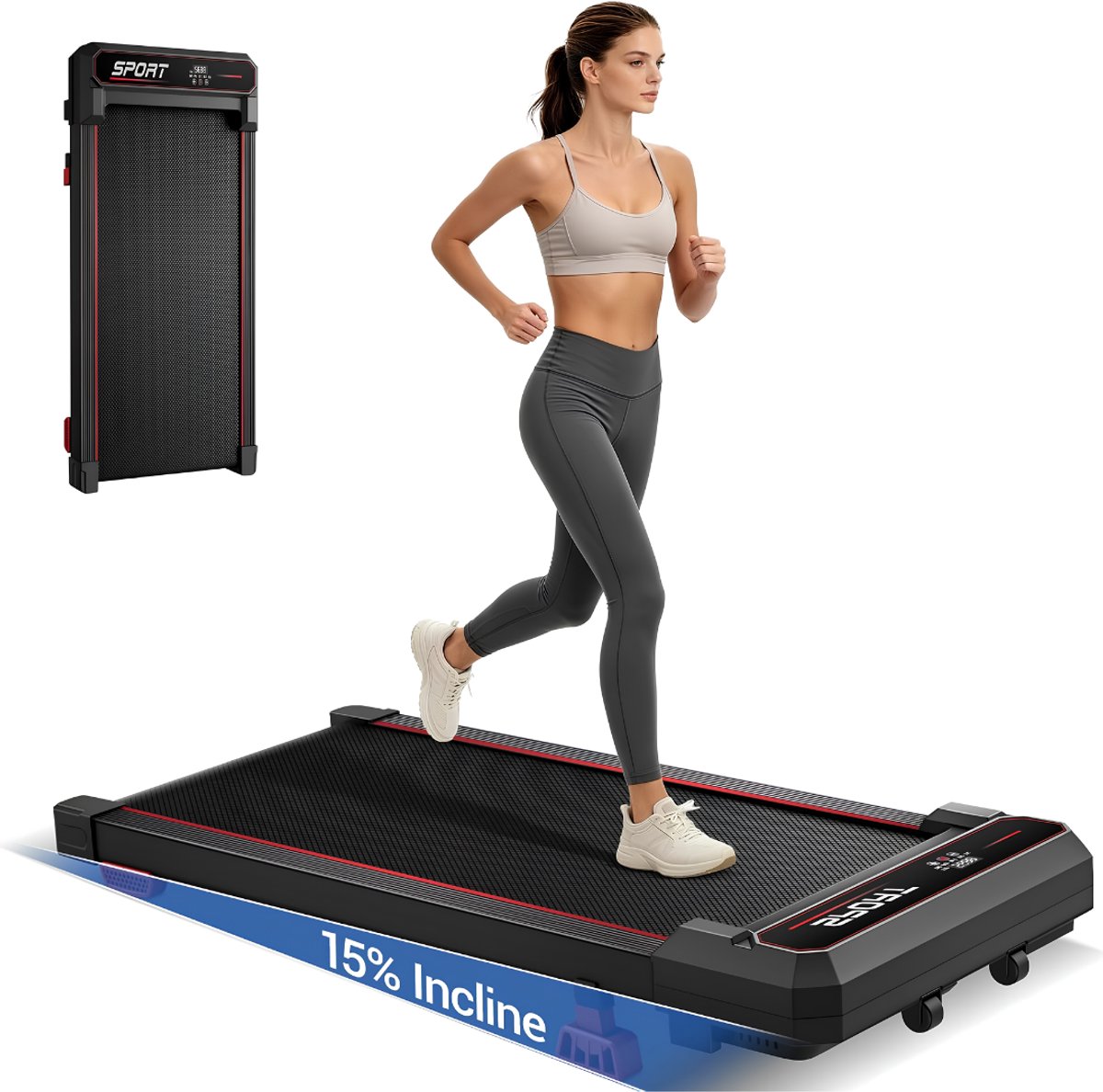 Lìon® Loopband - Walking Pad - Loopband Inklapbaar - Zwart - 111cm x 55cm x 13cm