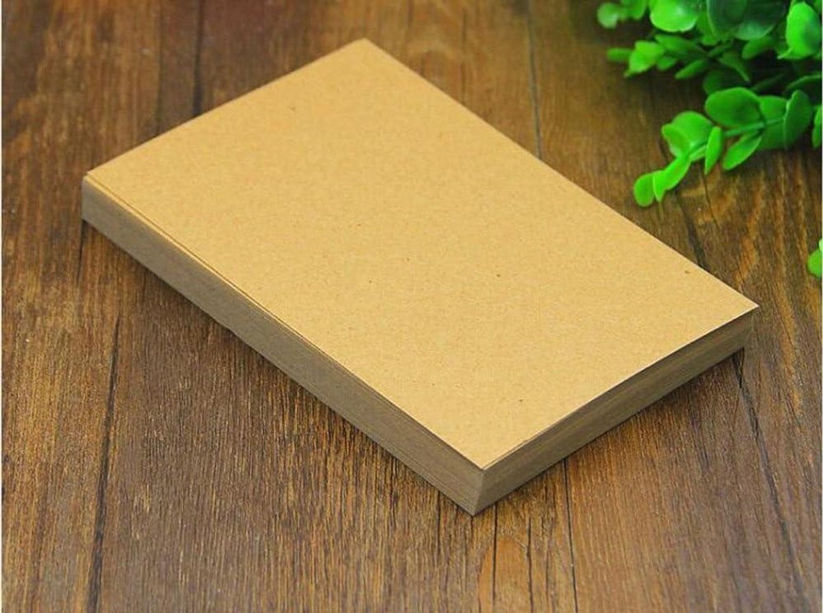 Kraft Papier Kaartjes - Visitekaartjes Ansichtkaart - DIY Cadeau Decoratie - Dubbelzijdig Bruikbaar - 100 stuks - Houtkleur