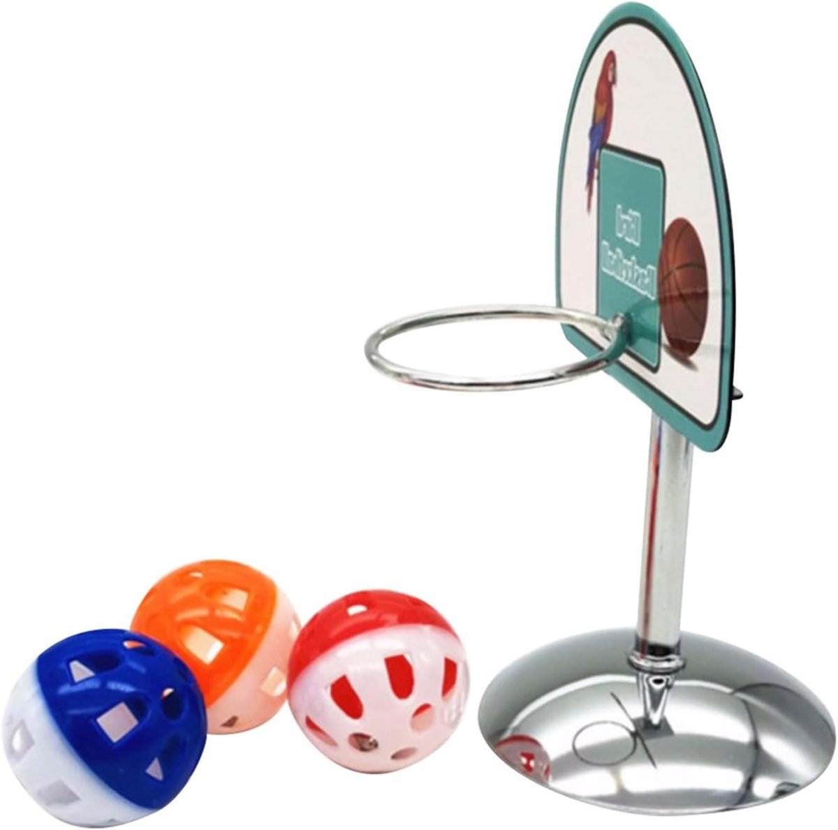 Vogelspeeltuin Basketbal - Vogelverrijking Speelgoed - Vogel Training - Stabiele Metalen Basis - 14.7x8 cm - Niet gespecificeerd