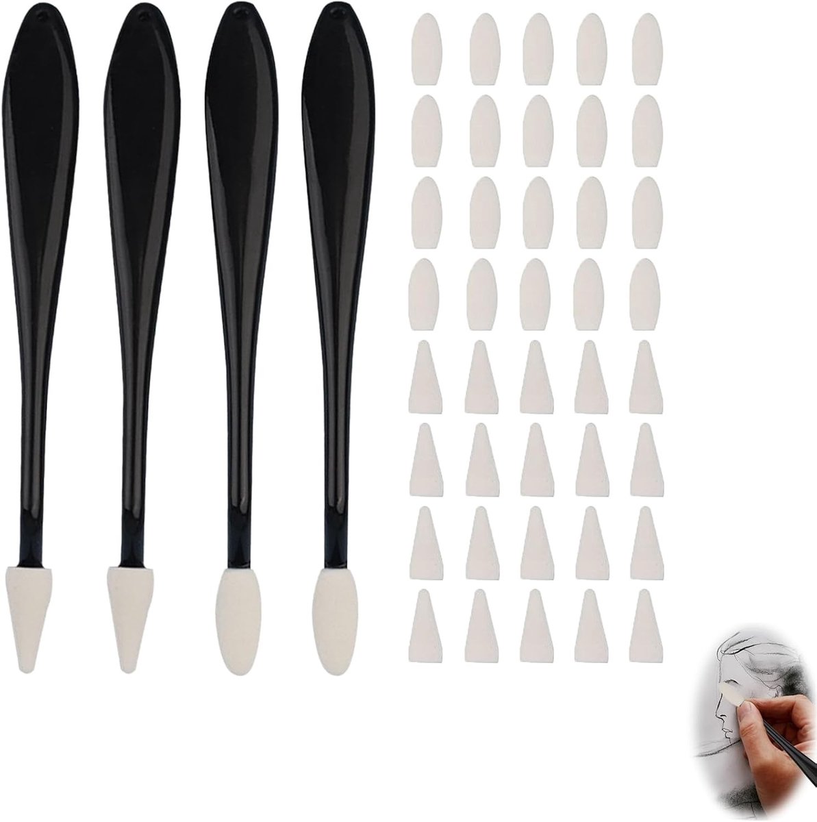 SnelShoppen - 4-delige Sketch Wiping Pen Set met 40 Vervangbare Erasers, Tekenhulpmiddelen voor Gedetailleerd Schilderen en Tekenen, Ideaal voor Begin