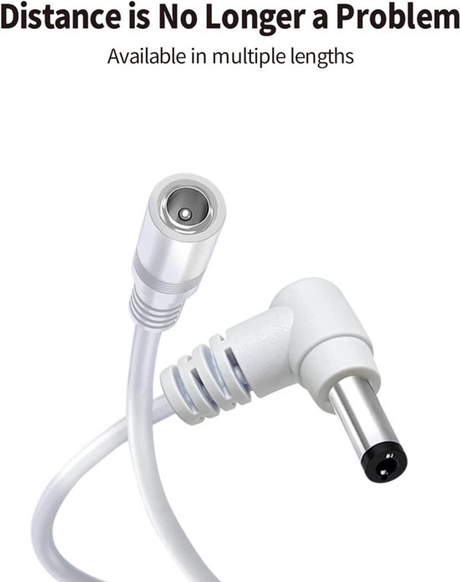 12V DC verlengkabel 3 meter met 2,1 mm/5,5 mm aansluiting voor bewakingscamera's