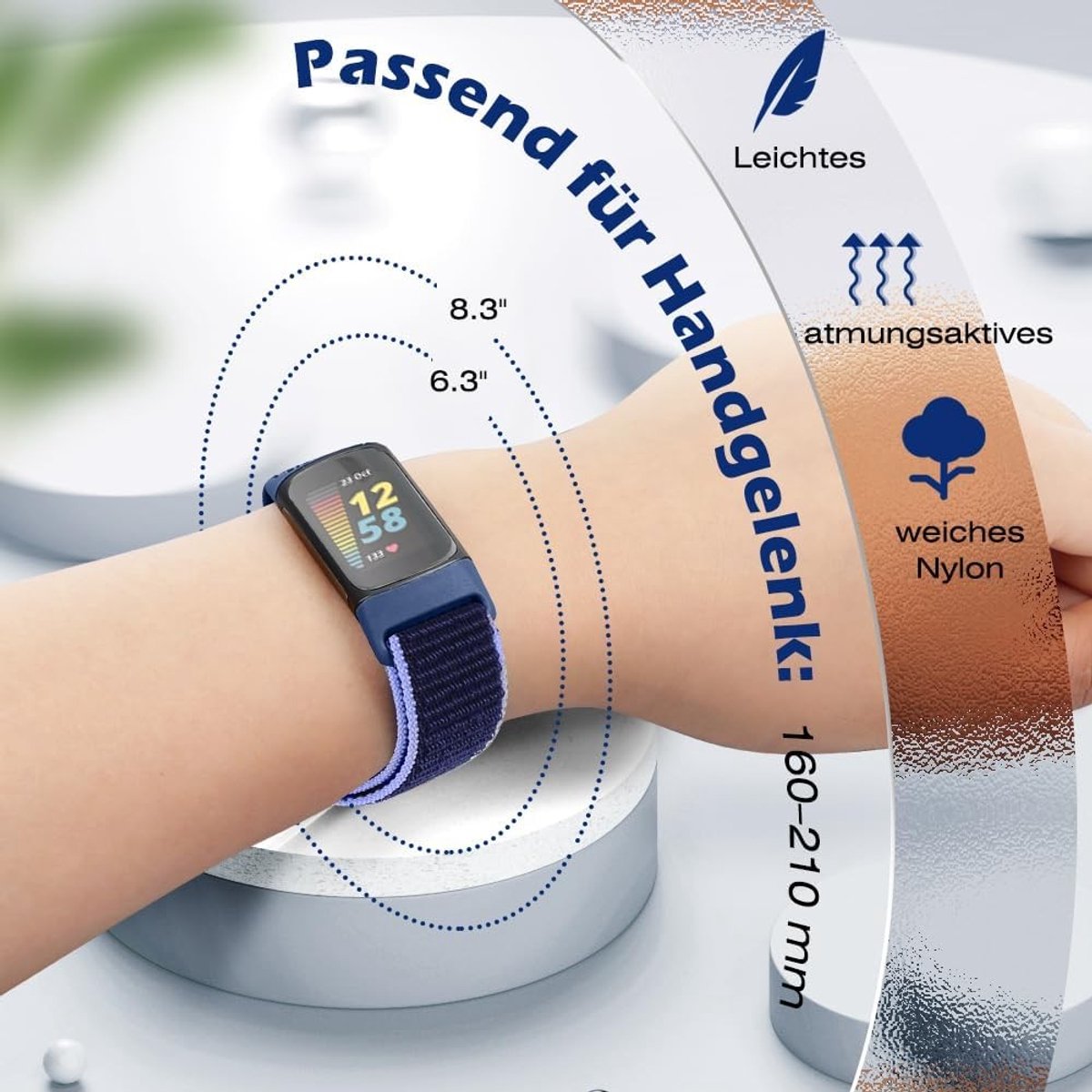 Verstelbare en Ademende Nylon Sportband voor Fitbit Charge 5 - Vervangband voor Fitness Tracker voor Mannen en Vrouwen thumbnail 2