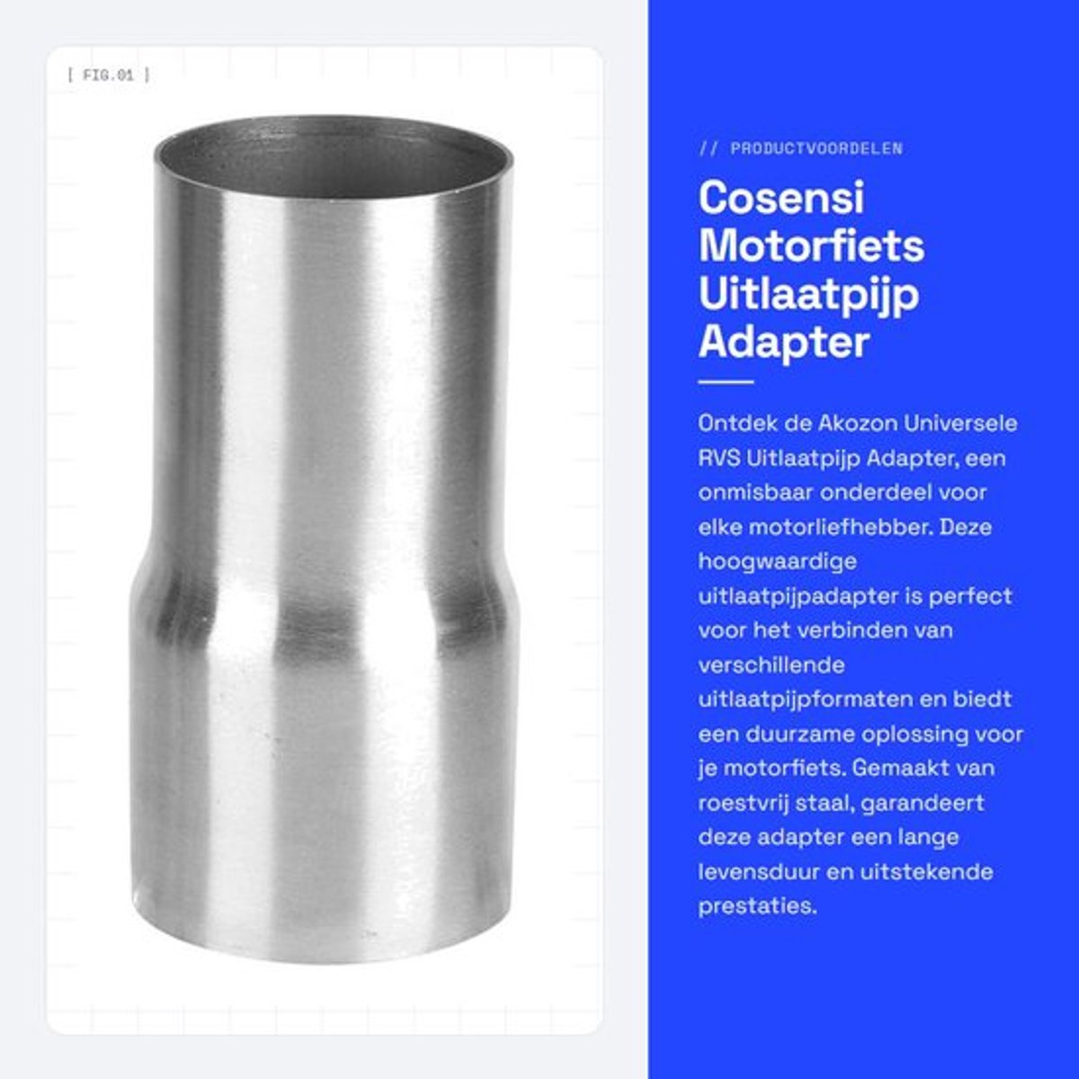 Motorfiets Uitlaatpijp Adapter - Universele Connector - Roestvrij staal - Uitlaatpijp Verloopstuk - Geschikt voor diverse maten - 100% gl...