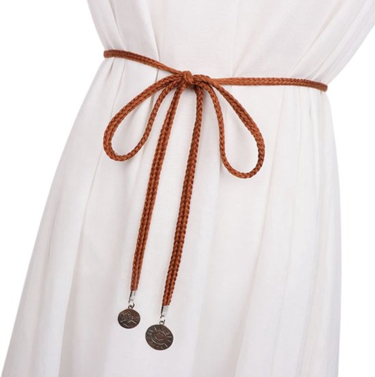 CHENGZI Vrouwen Mode Riem Stijl Taille Ketting Touw Gevlochten Jurk Riem Casual Dunne Riem Voor Dames Jurk, A-bruin