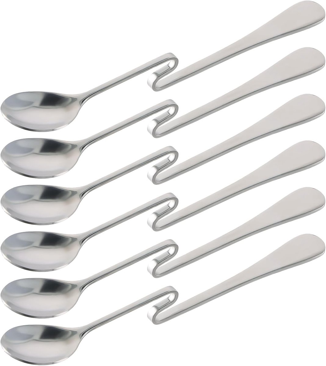 Set van 6 Lange Roestvrijstalen Lepels - Zilver - 16,5 cm - Multifunctionele Lepel voor IJs, Koffie, Cocktail en Dessert