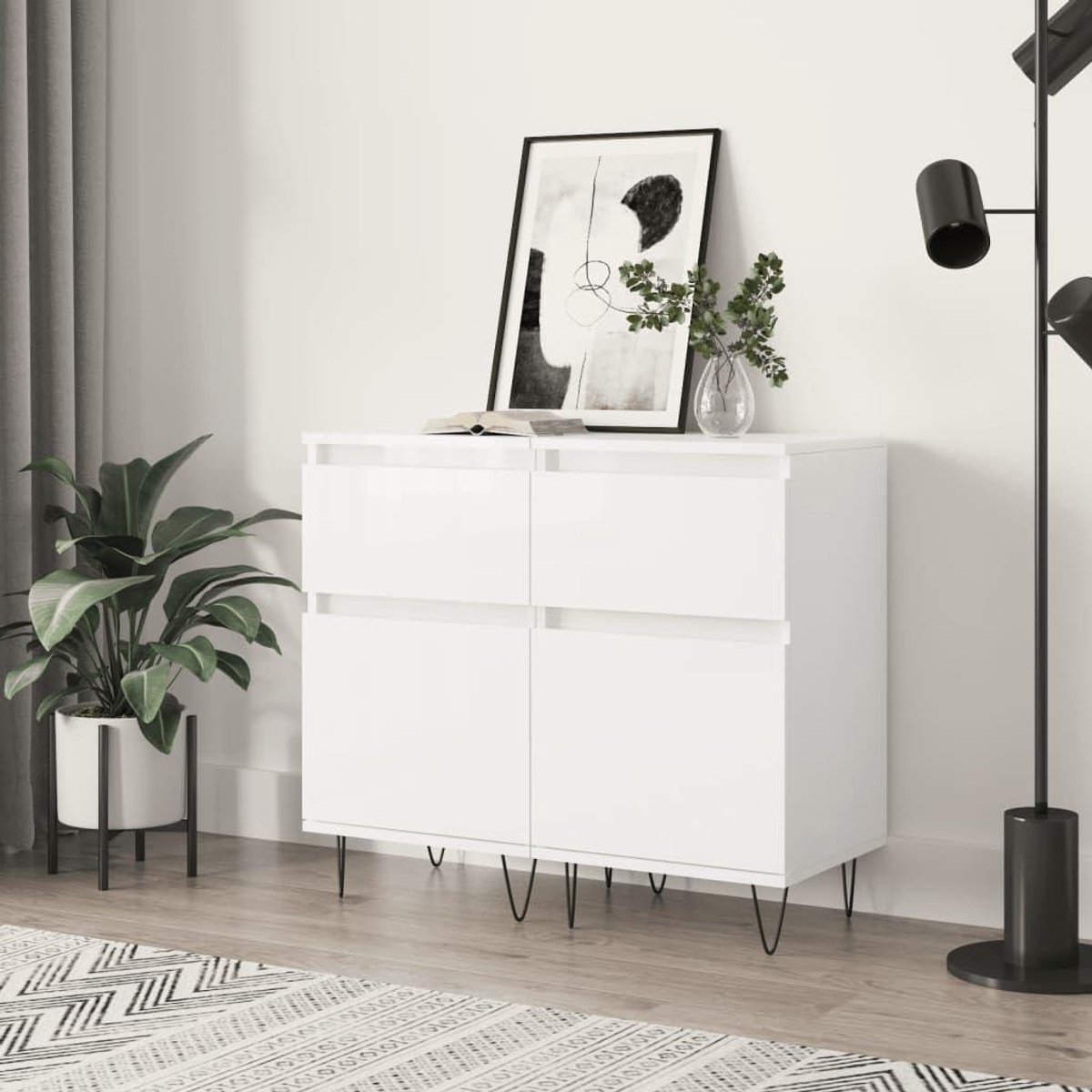 Dressoirs - Opbergkasten Buffetkasten - Woonkamer Organiseren - Glad Oppervlak - 40 x 35 x 70 cm - Hoogglans Wit