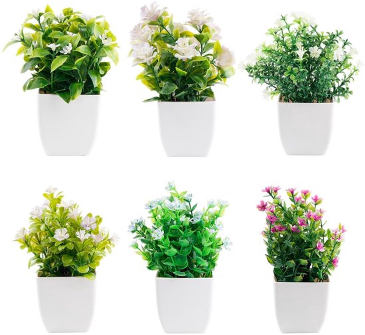 Kunstplanten Set - Mini Kunstplanten - Groene Decoratie - Kunststof - Interieurdecoratie - Voor Huis en Bureau - 6 Stuks
