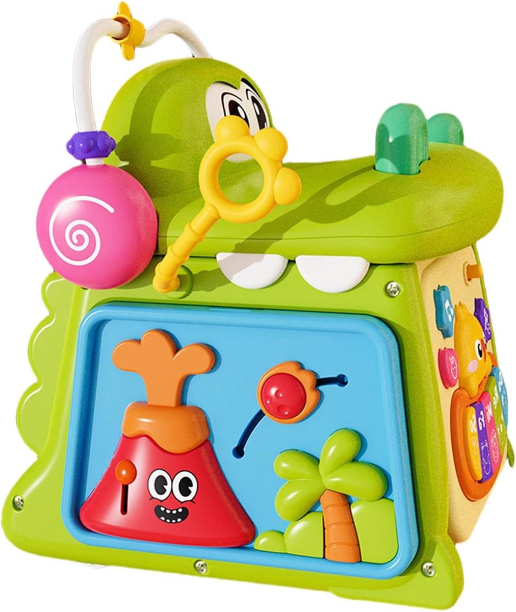 Activiteitenblok Krokodil - Educatief Muziekspel - Kind Ontwikkeling - Dynamisch Tandwielsysteem - 20.5 x 17.8 x 17.1 cm - Groen