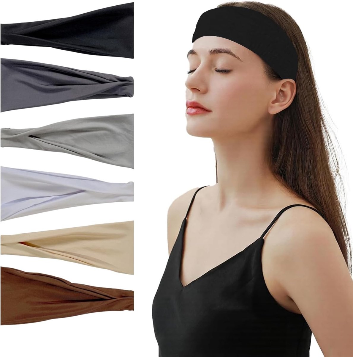 Set van 6 Elastische Haarbanden voor Vrouwen - Absorberende Sporthaarbanden voor Yoga en Beweging, Ideaal voor Training en Fitness