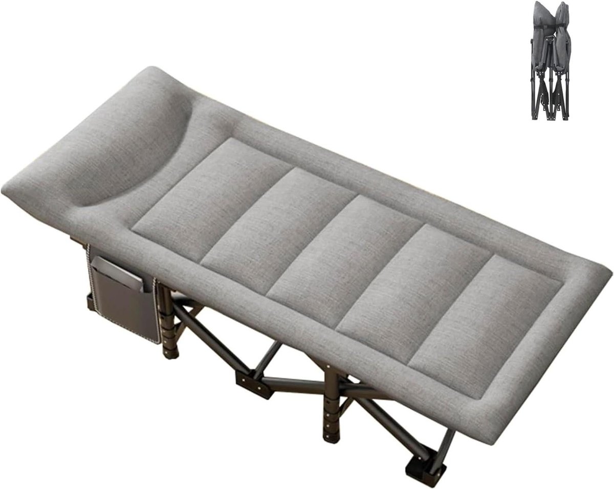 Campingbed met Matras - Opvouwbaar Bed Gastenbed - Kamperen Ontspannen - Gratis Installatie - 190 x 70 cm - Grijs