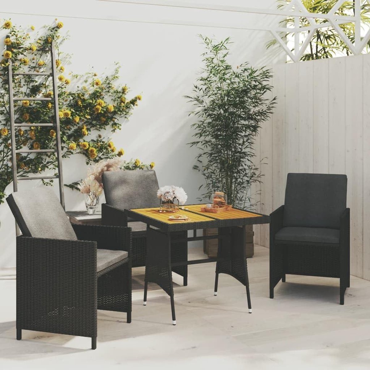 Tuintafel - Eettafel Buiten - Buiten Eten - Massief Hout - 70 x 70 x 72 cm - Zwart