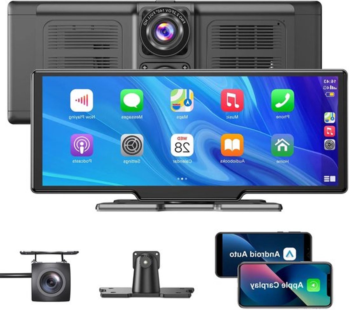 Navigatiesysteem Auto - Dashcam voor auto - GPS Navigatie - Draadloze - 4K DVR - Bluetooth Audio - ADAS Systeem - 10.26" - Achteruitrijcamera - Touchscreen