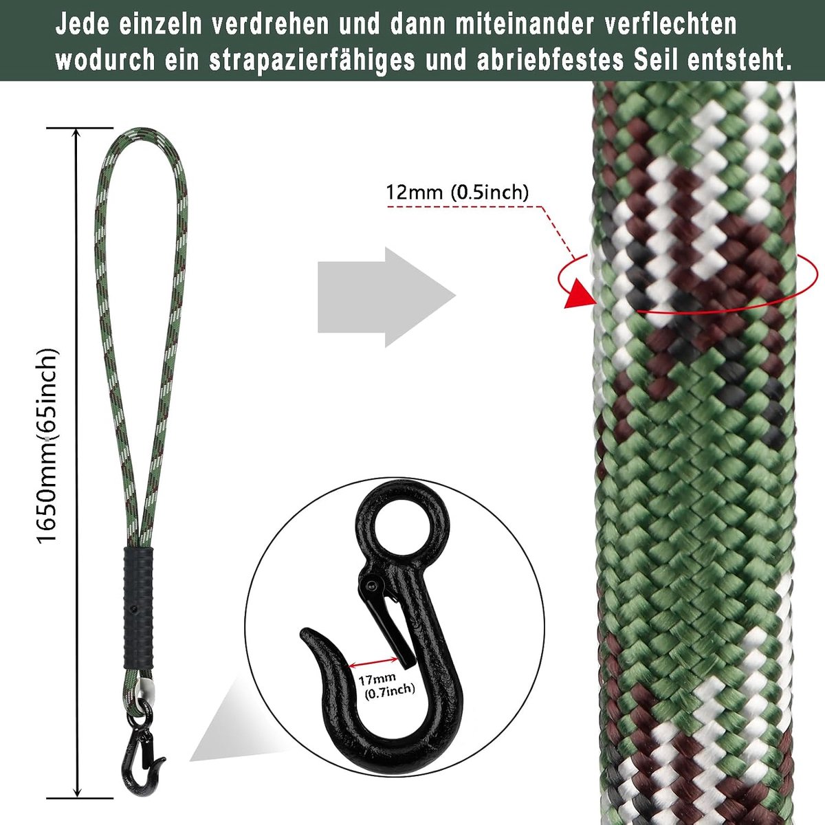 Schommelbevestiging Touw - Hangmat Ophangen - Speelplaats Inrichten - Met Comfort Handgrepen - 165 m - Zwart