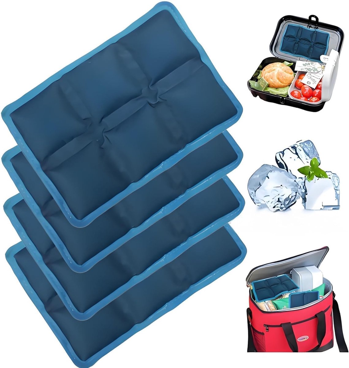 Koelaccu's - Blauw - Ultradun en Draagbaar - Herbruikbare Koelelementen - Voor School, Picknick en Camping