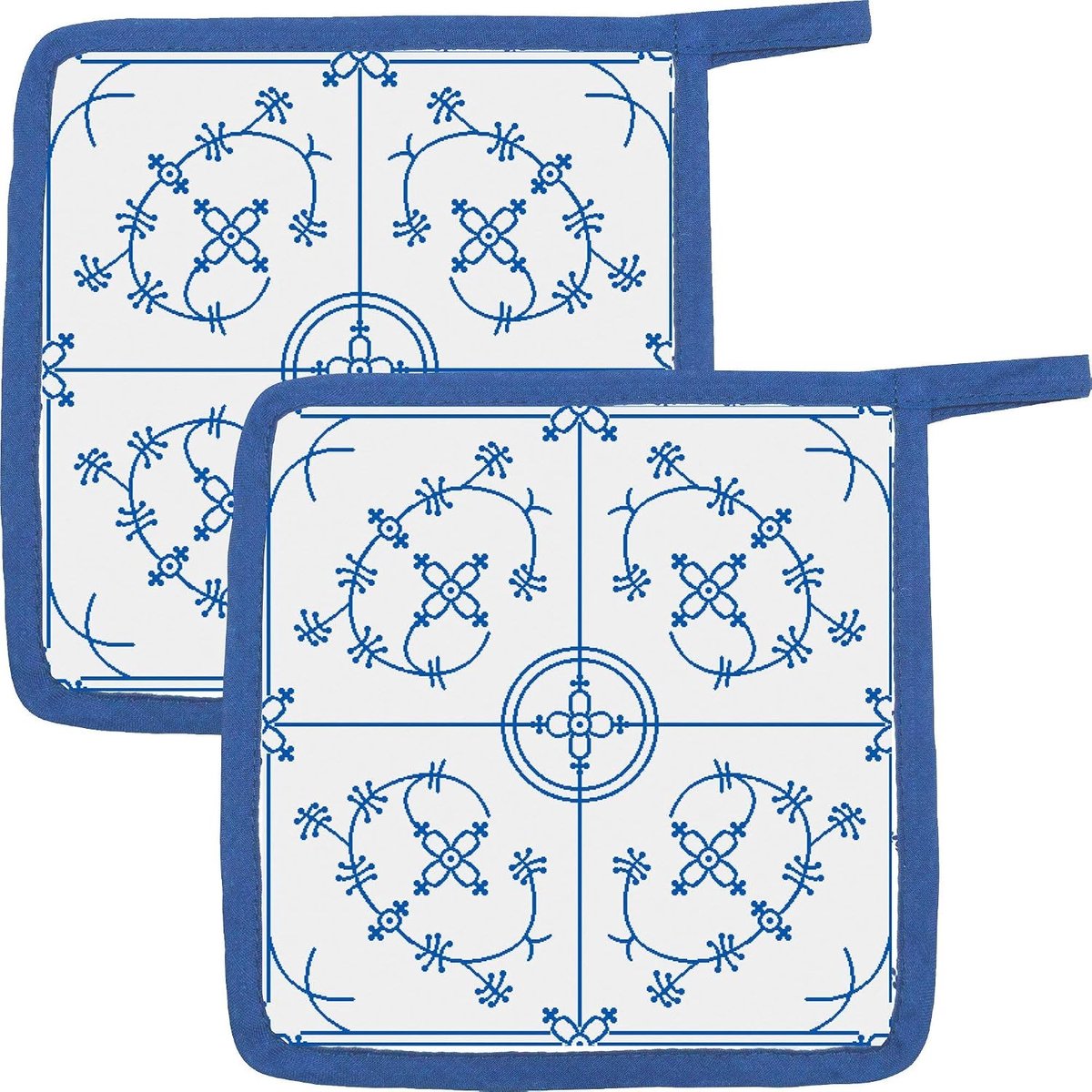 Set van 2 Pannenlappen - Blauw - 22 x 22 cm - Katoenen Hittebestendige Keukenhulp - Voor Thuisgebruik