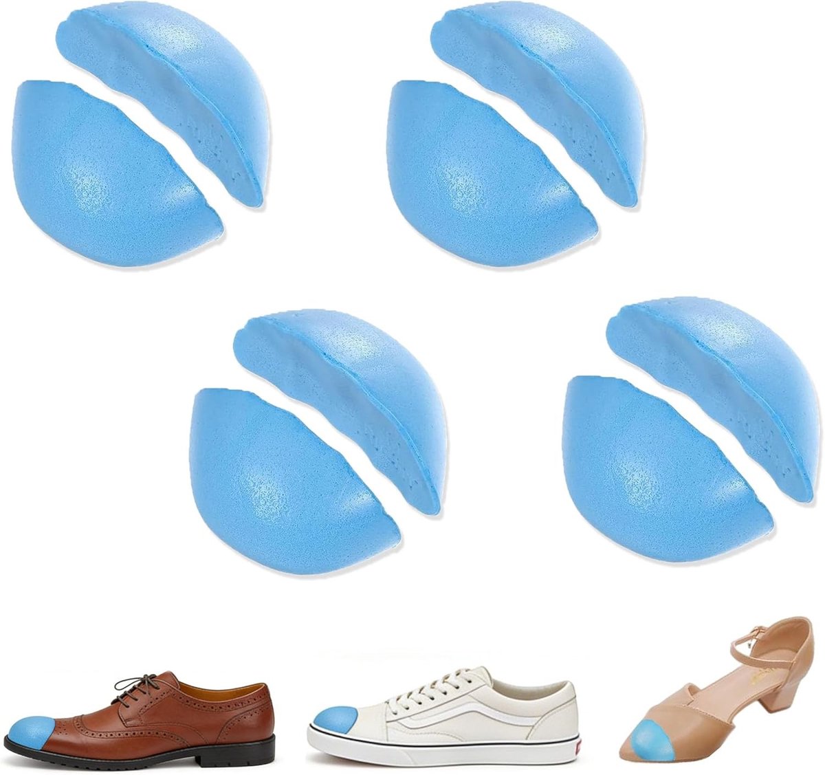 Verstelbare schoenvullers voor te grote schoenen - Uniseks schoenverkleiners, zachte schuimrubberen inzetstukken voor hoge hielen, voetpijnverlichting en comfortabele pasvorm (medium, blauw)