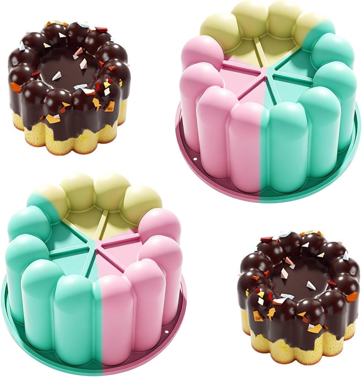 Siliconen hartvormige taartvormen - 2 stuks, 12,7 cm - Perfect voor muffins, puddingen en brood bakken