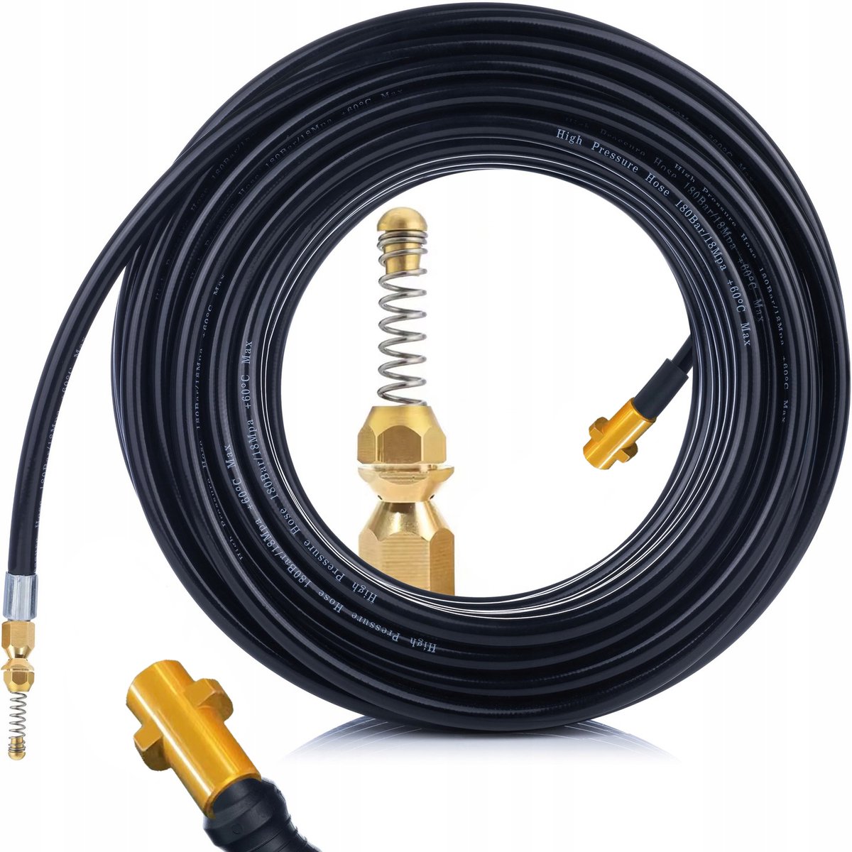 Rosfix Hogedrukslang Vervanging - 10 M - Messing Veerspuitmond 1/4" - Compatibel met