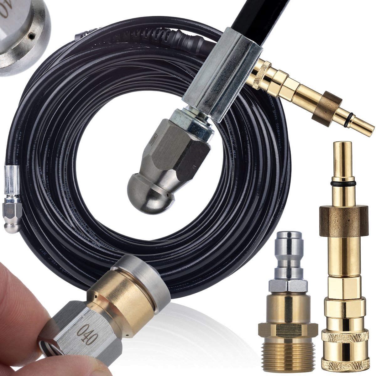 Rosfix Rioolreinigingsslang Set Vervanging - 20 m M22x1,5 - 200 bar, 2 Spuitmond Rotatie - Geschikt voor Bosch, Black&Decker