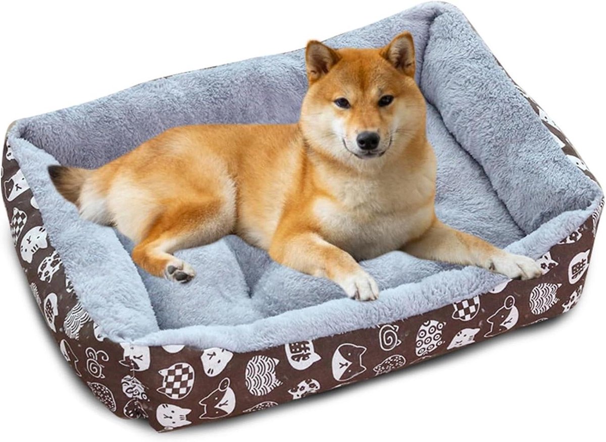 Huisdier Mand - Hondenmand Kattenmand - Comfortabel Rusten - Verhoogde Rand - 60x45cm - Bruin
