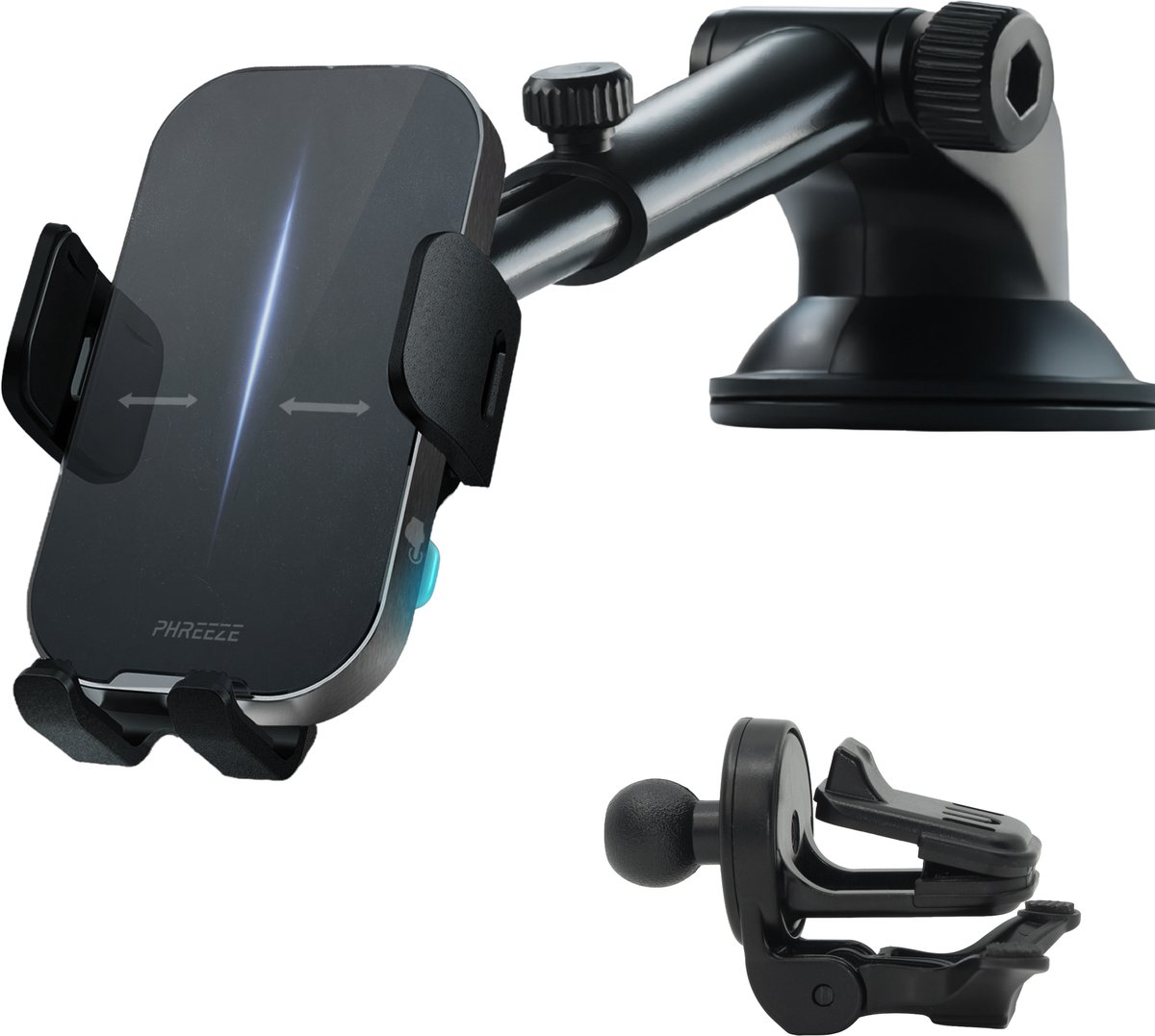 Phreeze CH-M1 Auto Qi - Telefoonhouder Auto Zuignap - Ventilatie & Dashboard - Telefoonhouders Auto Oplader - Draadloze Autolader - Automatisch Dicht & Open - Zonder magneet