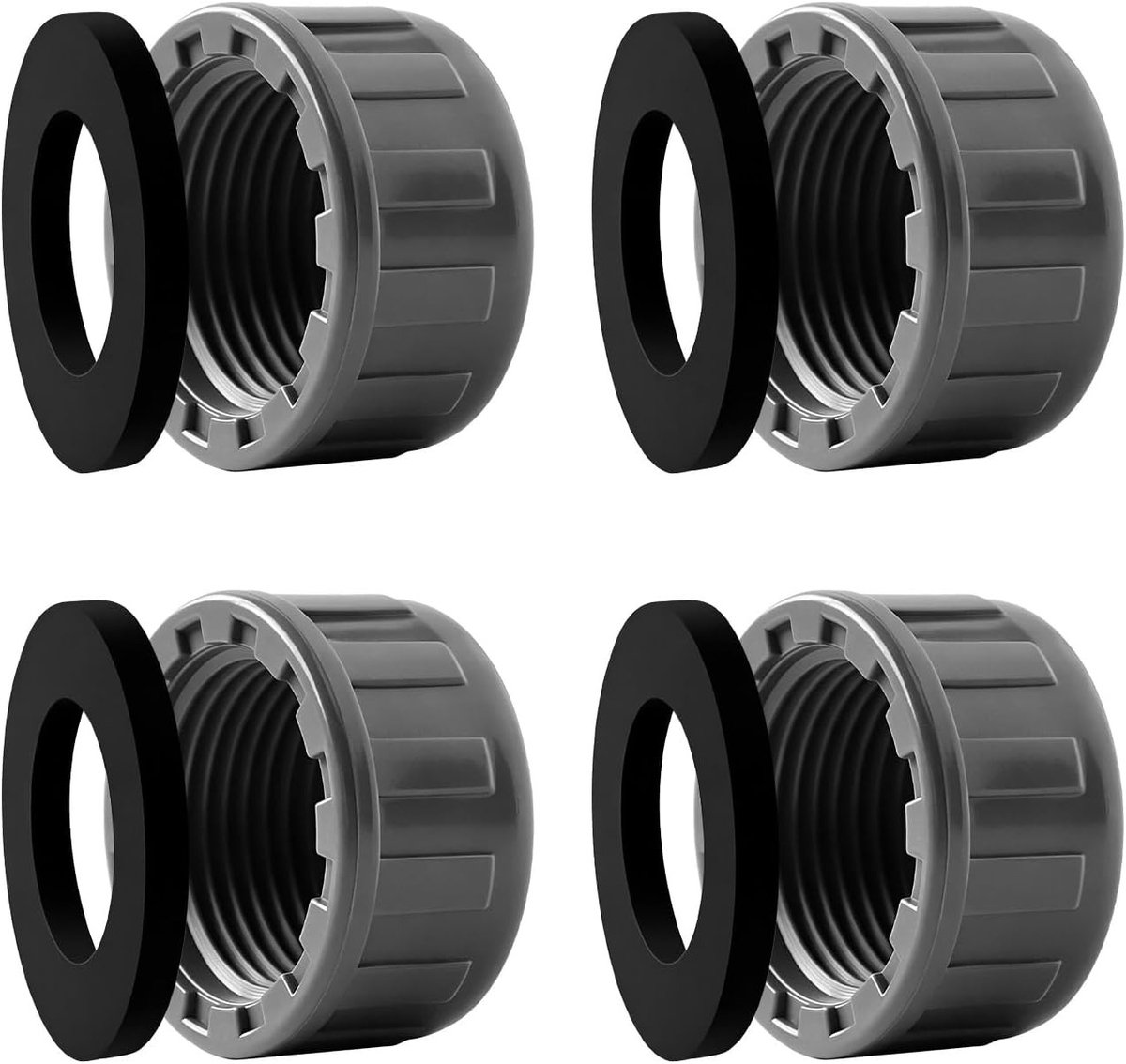 4 stuks PVC schroefdraaddoppen 3/4 inch met rubberen afdichtingen voor waterdichte afsluiting en buisverbinding