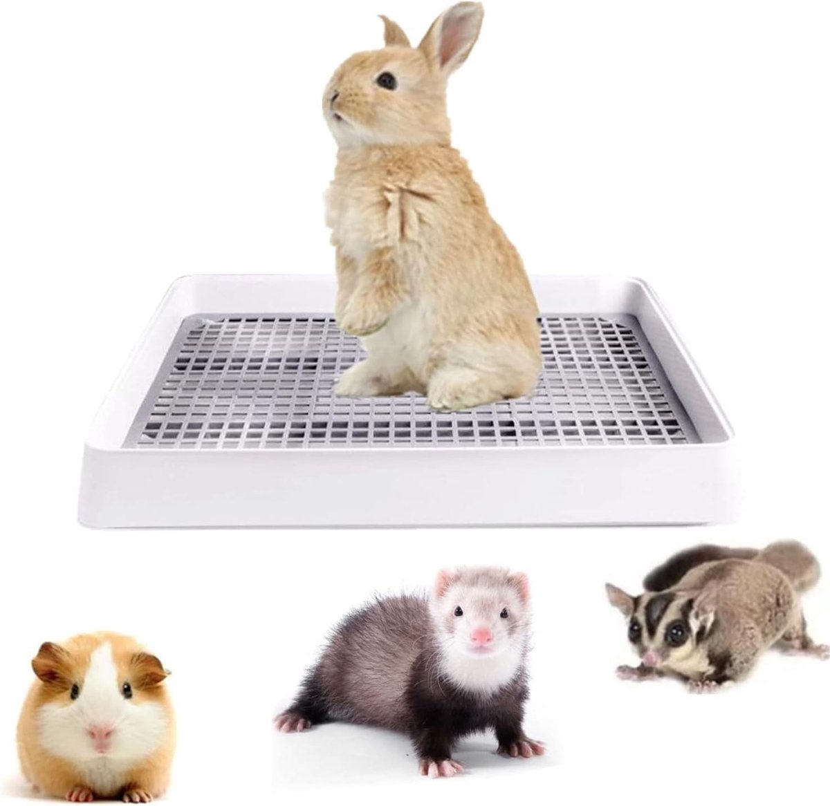 Grote Konijnenbak voor Training, 38.5 x 31 cm, Hoektoilet voor Konijnen en Knaagdieren, Geschikt voor Cavia's en Hamsters