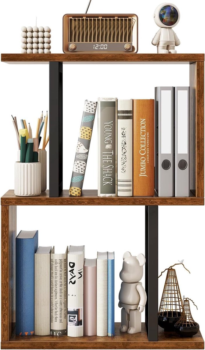 3-laagse Boekenkast voor Kantoor en Studentenhuis, Stevige Plank voor Boeken en Decoratie