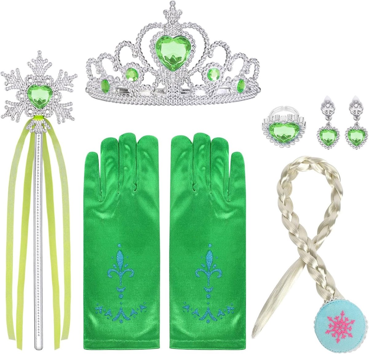 Prinsessen Verkleden Accessoires Set met Kroon, Toverstok en Oorbellen voor Meisjesfeest en Cosplay