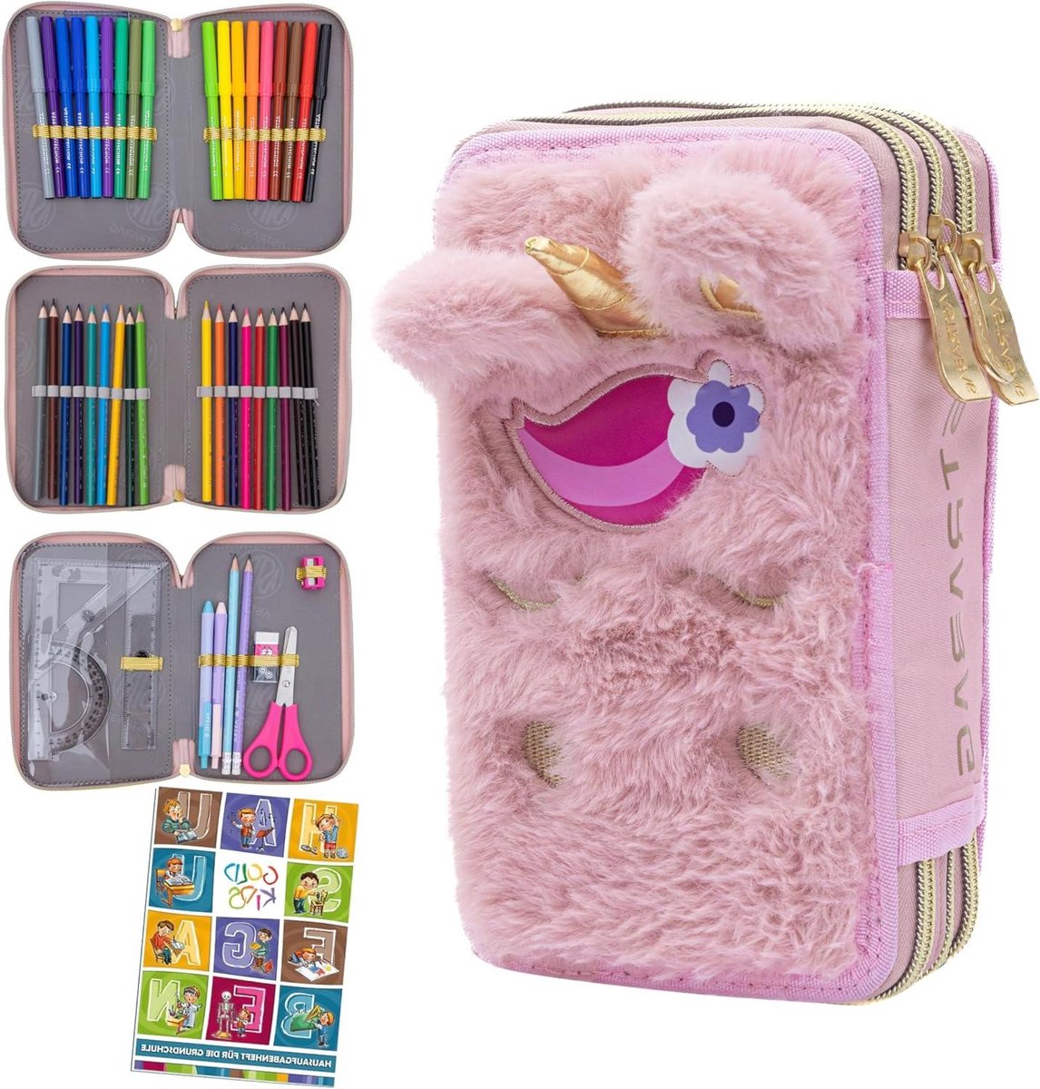 Etui met 3 vakken - Pennendoos School - Schoolspullen Organiseren - Inclusief Uitgebreide Set - Niet Gespecificeerd - Multicolor