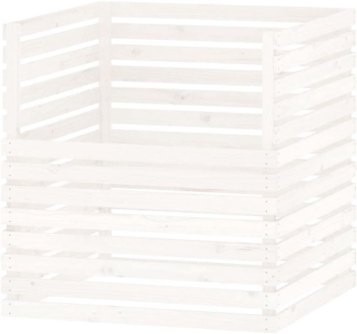 Compostbak - Composteerbak Tuin - Afval Verzamelen - Massief Grenenhout - 100x100x102 cm - Wit