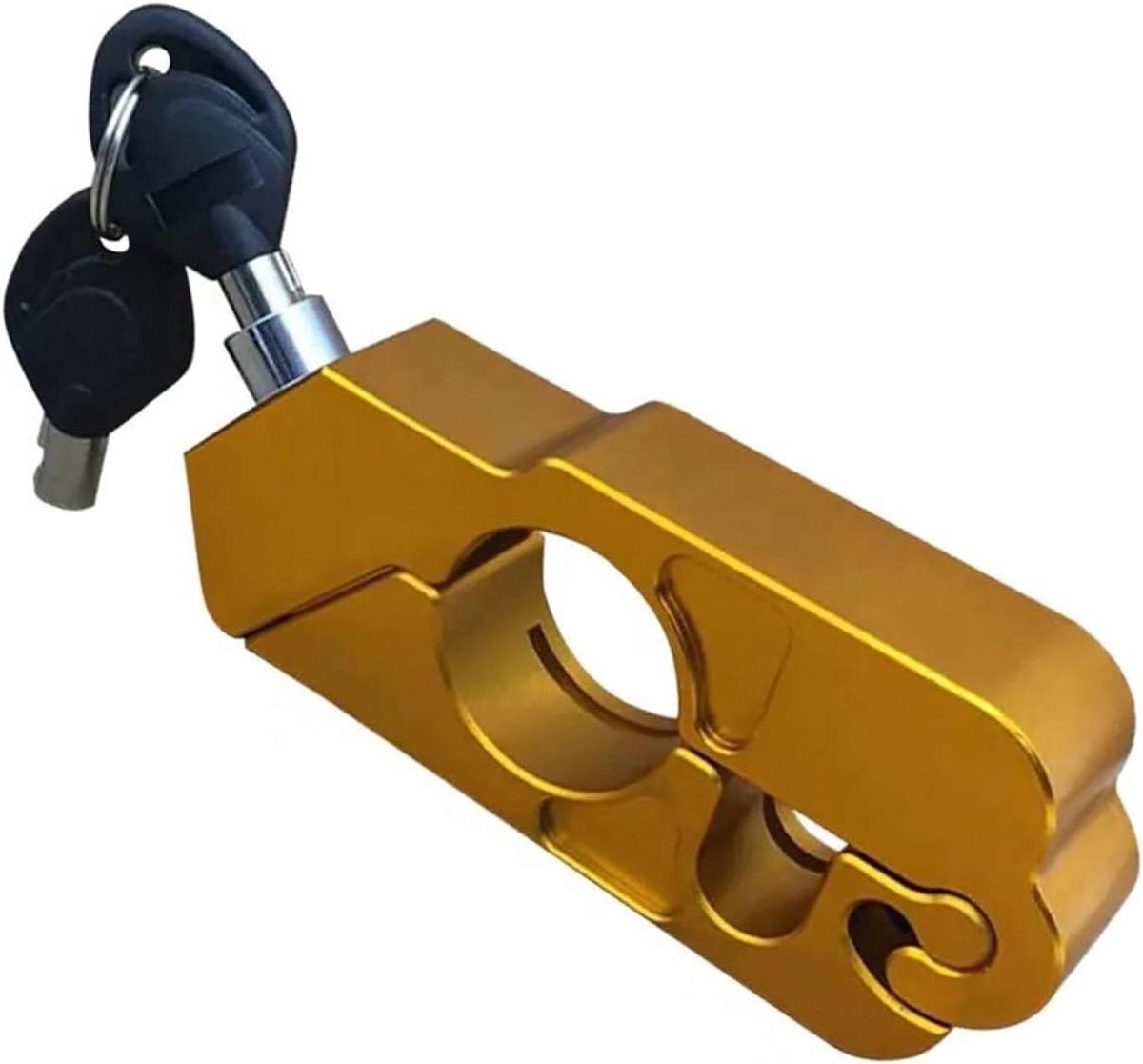 Motorfiets Stuurslot - Anti-diefstal Remhendel - Beveiliging Motorfiets - Zware Aluminium Legering - 13.8 x 3.7 x 1.6 cm - Goudkleurig