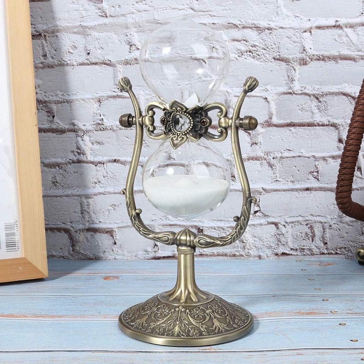 Zandloper Timer - Keuken Timer - Activiteiten Tijd - Stijlvol Ornament - 22.5 cm Hoog - Zwart