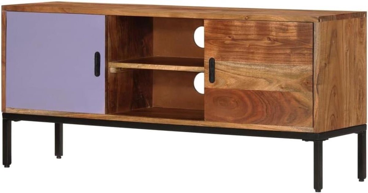 Houten TV Kast - TV Meubel - Media Opbergen - Massief Acaciahout - 110 cm Breed - Honingbruin