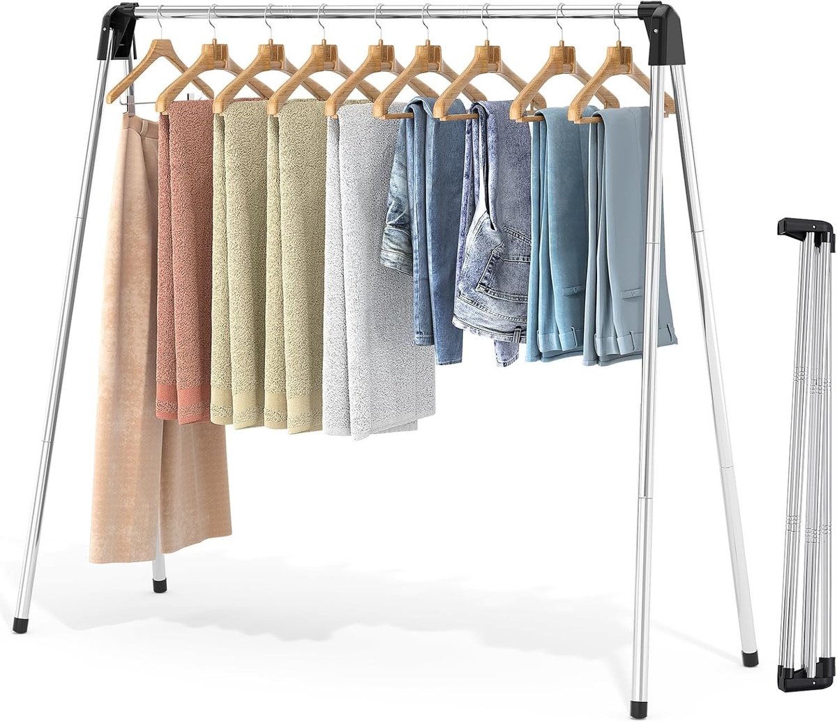 Droogrek voor radiator - Zilver - Opvouwbaar Droogrek van Roestvrij Staal - Reisvriendelijk en Inklapbaar voor Binnen en Buiten