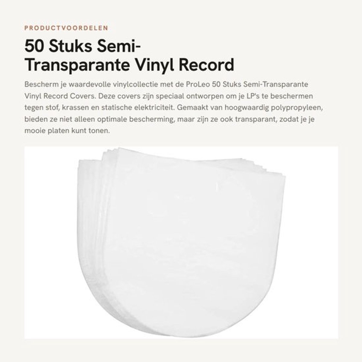 50 Stuks Semi-Transparante Vinyl Record Covers - Bescherming voor LPP Albums