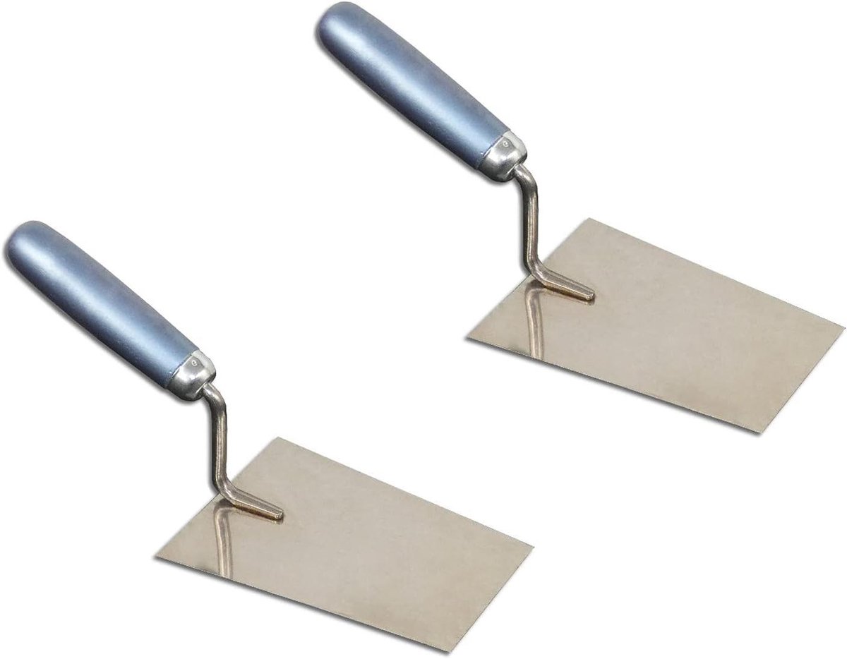 Tyroleense Troffel - Gipsmes Spaan - Metselwerk Afwerken - Roestvrij Staal - 160x115x90 mm - Houtkleurig