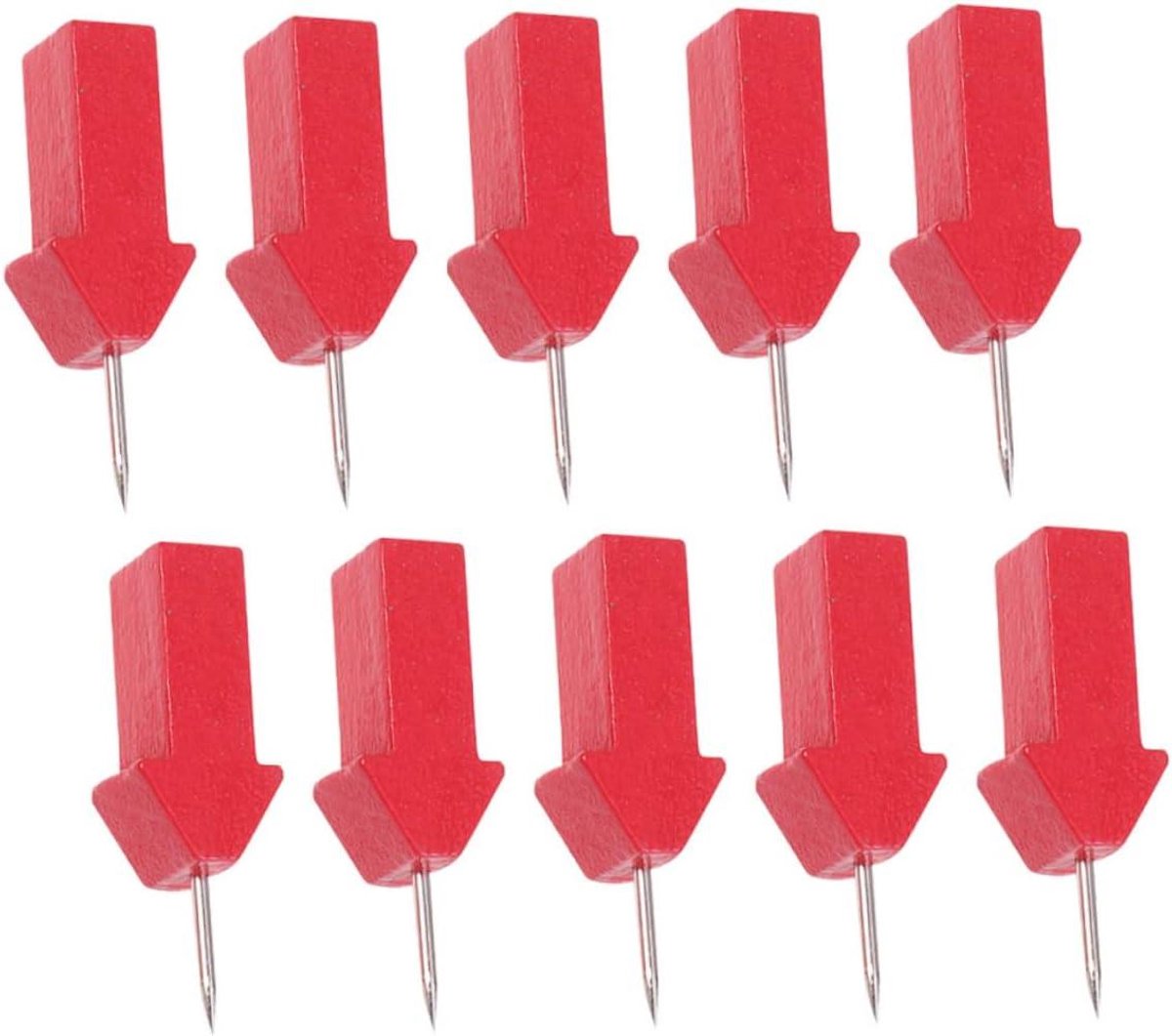 Pijlvormige Punaises - Decoratieve Spelden - Prikbord Decoratie - Houten Kop - 3 cm - Rood