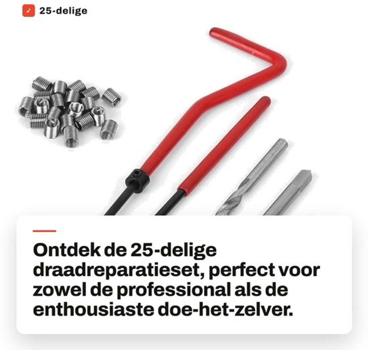 Draadreparatieset 25-delig - Draadreparatiebitset - Draagbare Doos - Hoogwaardige Materialen - Onderhoudsefficiëntie - Geschikt voor Staal/IJzer/Aluminium - Schroefdraadset