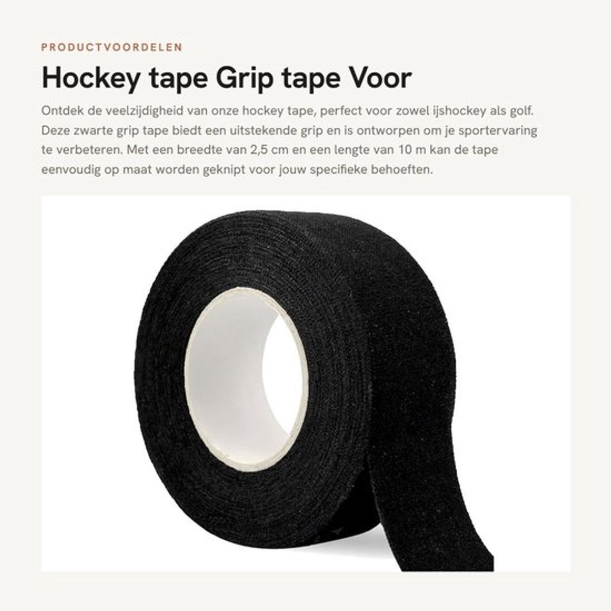 Hockey Tape 2,5 cm x 10 m - Grip Tape - Antislip Tape - Sport Tape - Zwart - Hoge kwaliteit katoen - Griptape