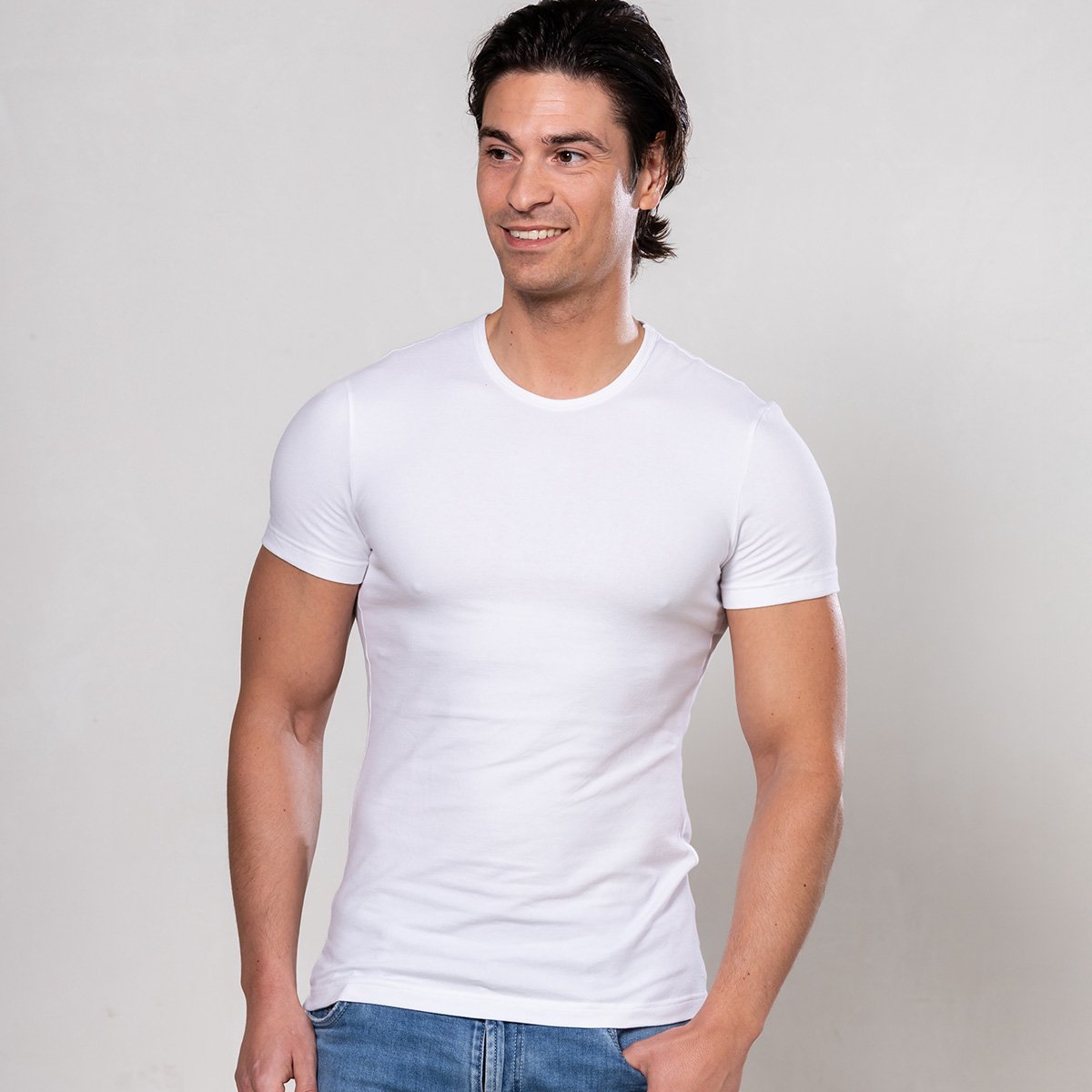 Alca Fashion - V-Shape - Heren T-Shirt Ronde Hals - Wit - L