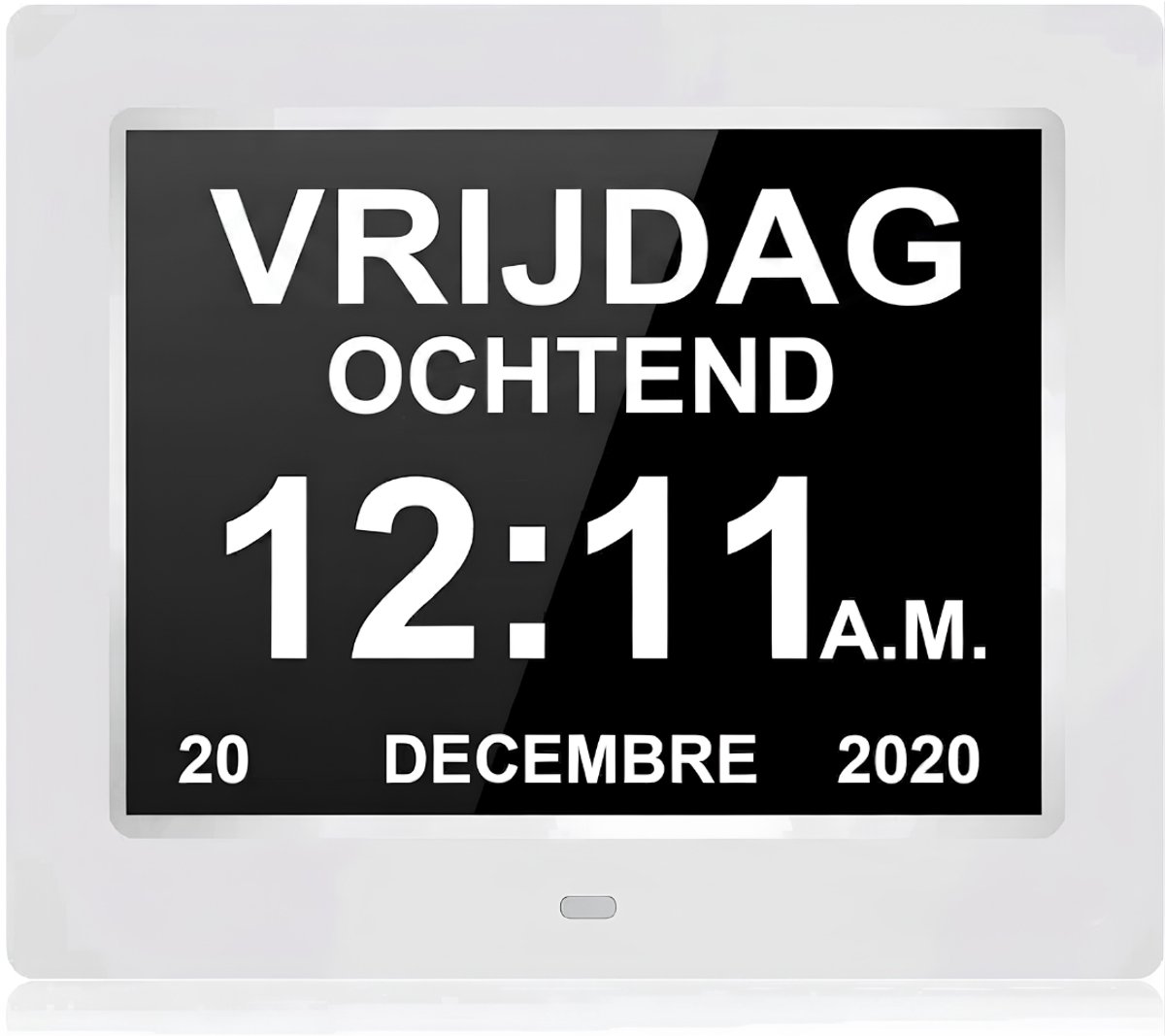 Lìon® Dementieklok - Automatische Dimfunctie - 7 inch Digitale LCD Klok - Zwart en Wit - 19cm x 1cm x 16cm