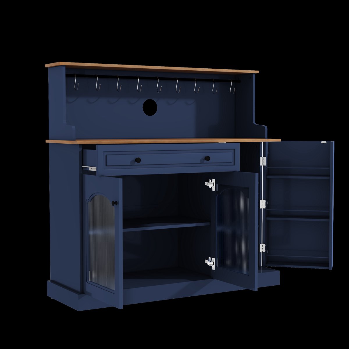 HOLTICO - Standaard serie - Keukenkast & Sideboard - Met werkblad - Met lade - Met bovenste opbergruimte-blauw