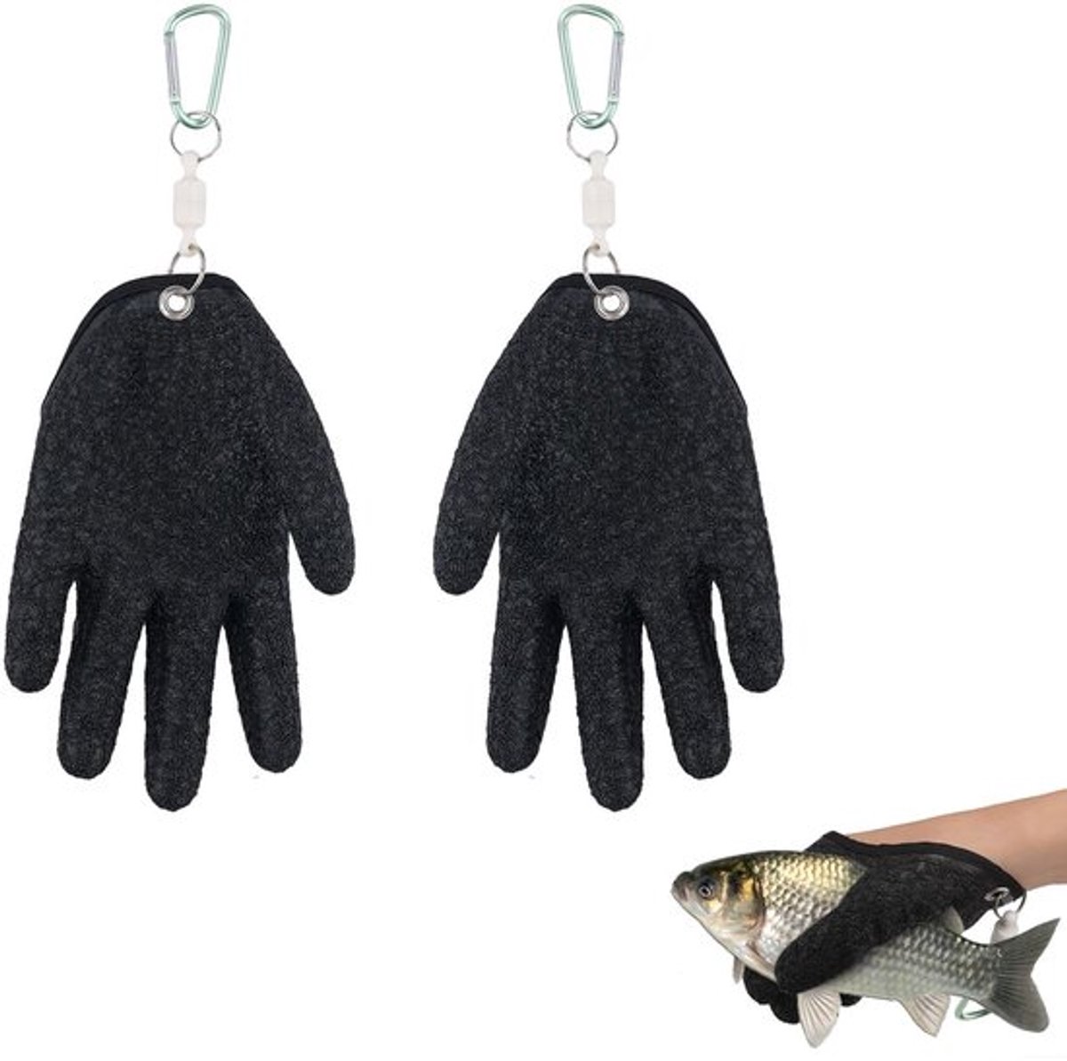2 stuks vishandschoenen voor heren, professionele vishandschoenen met magnetische sluiting, antislip, lekvrije handschoenen voor het vissen, vangen, hanteren en schoonmaken