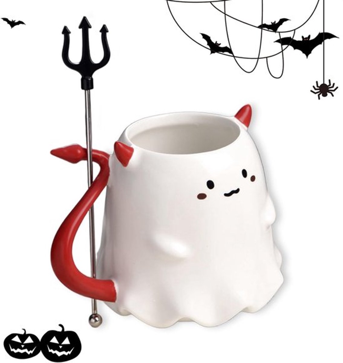 Halloween Demons Mok, Grappige Keramische Koffiemok voor Melk en Sap, Perfect voor Feestjes en Cadeaus