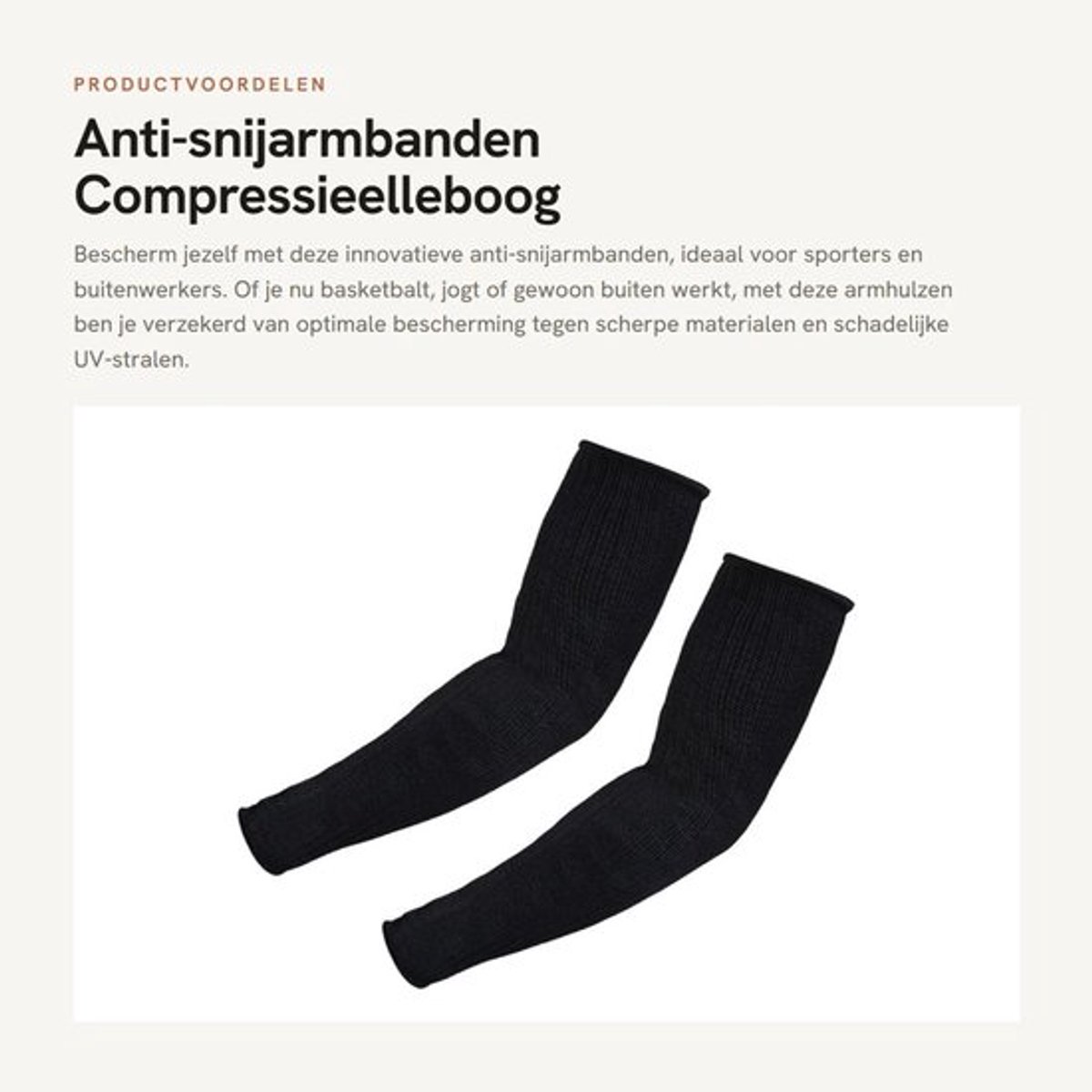 Elleboogbeschermer Snijbestendig - Armhulzen - UV-bescherming - Wasbaar - Ademend - Hoogwaardig Polyester