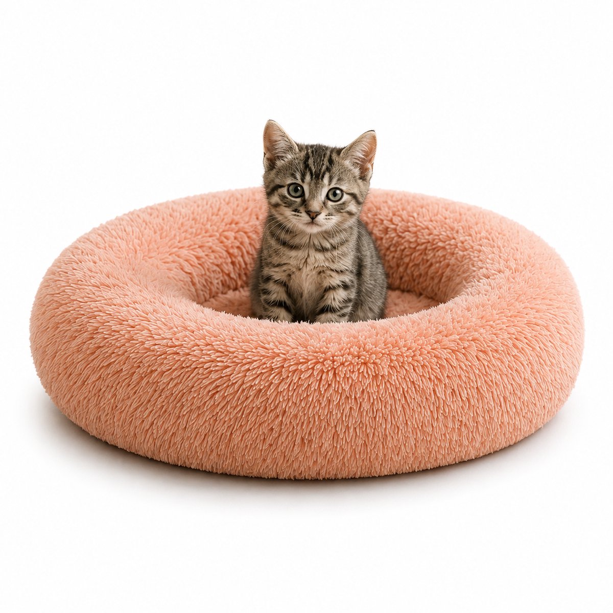 belviona Donut kattenbed, zacht pluche & verhoogde Rand Ø40 cm roze