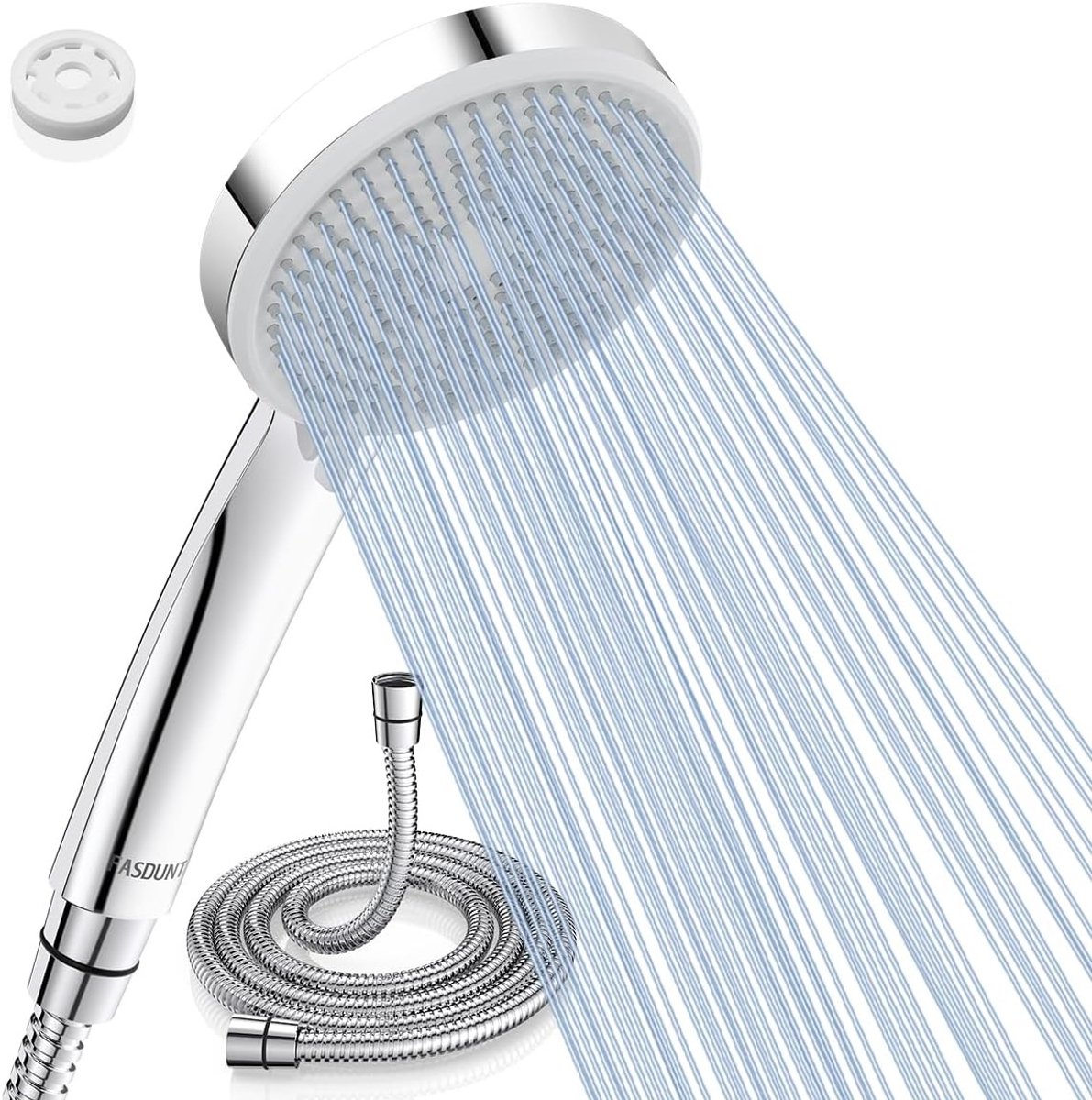 Regendouchekop deluxe 20 cm - Zilvergrijs - Douchekop met slang 2 m - Waterbesparend en Hogedruk - Voor Comfortabel Douchen