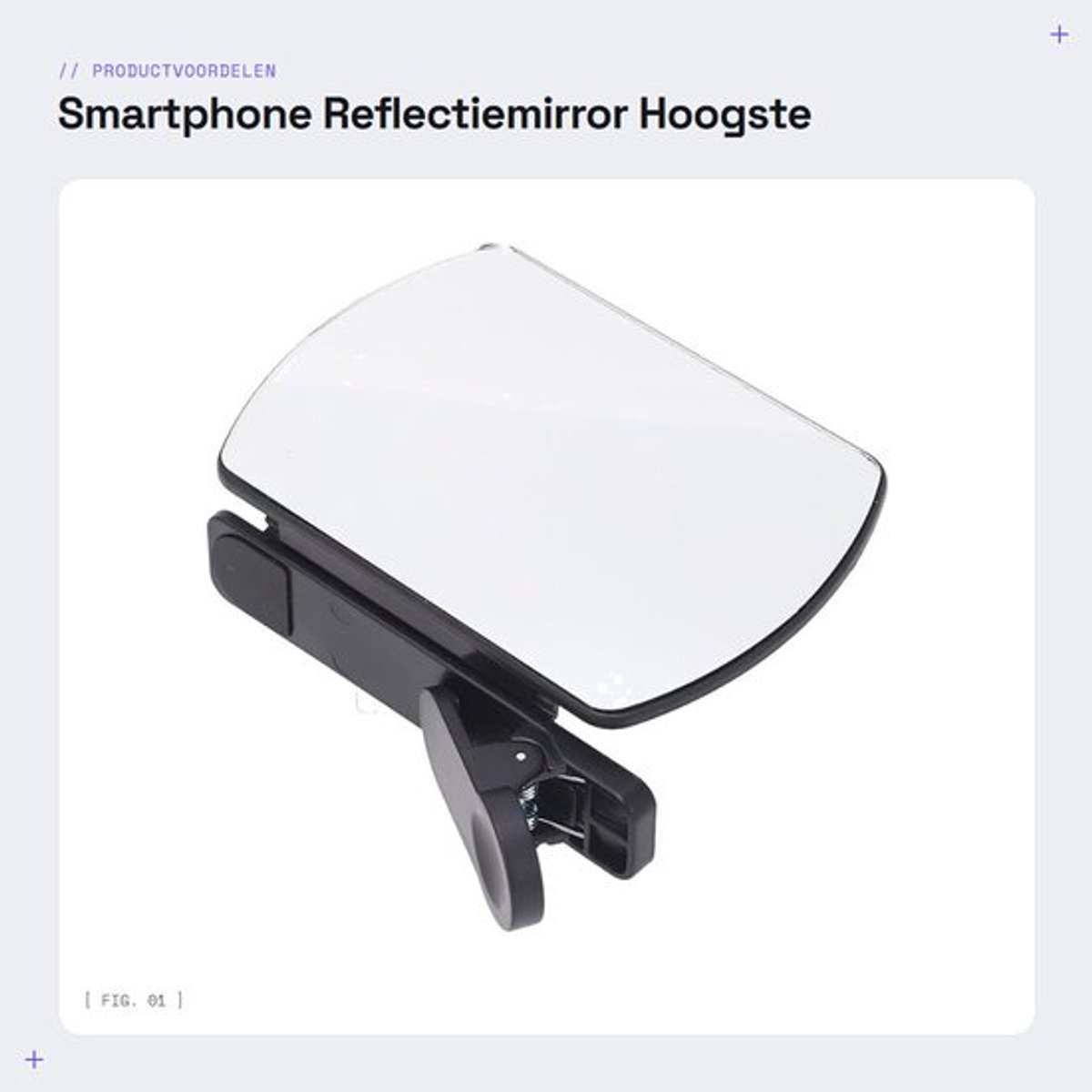 Reflectiemirror Hoog Transparant - Smartphone Houder - Flip Spiegel - Glas - 11.5 x 8 cm - Inclusief Opbergtas - Fotospiegel